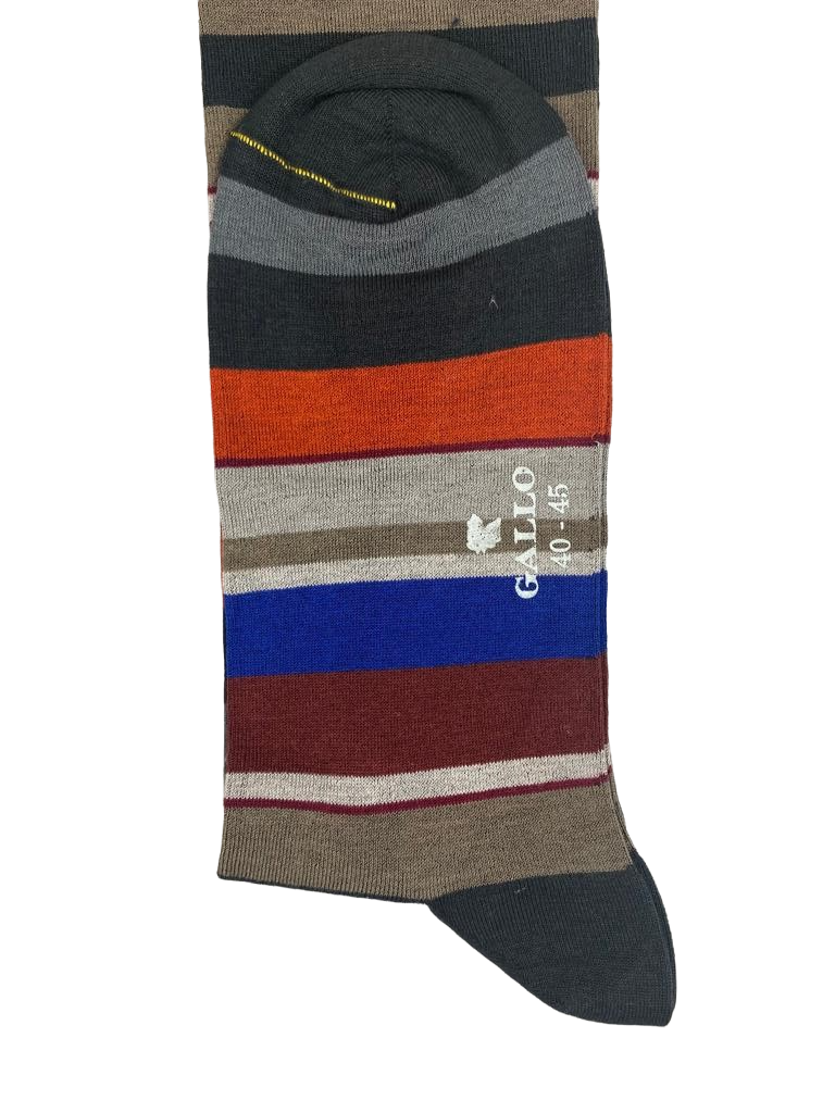 Calze Lunghe Uomo Gallo Righe Multicolor - Cotone 77% Superleggero Eleganti