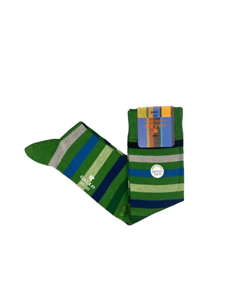 Men's Long Socks - Rooster - Striped Pattern - Multicolor