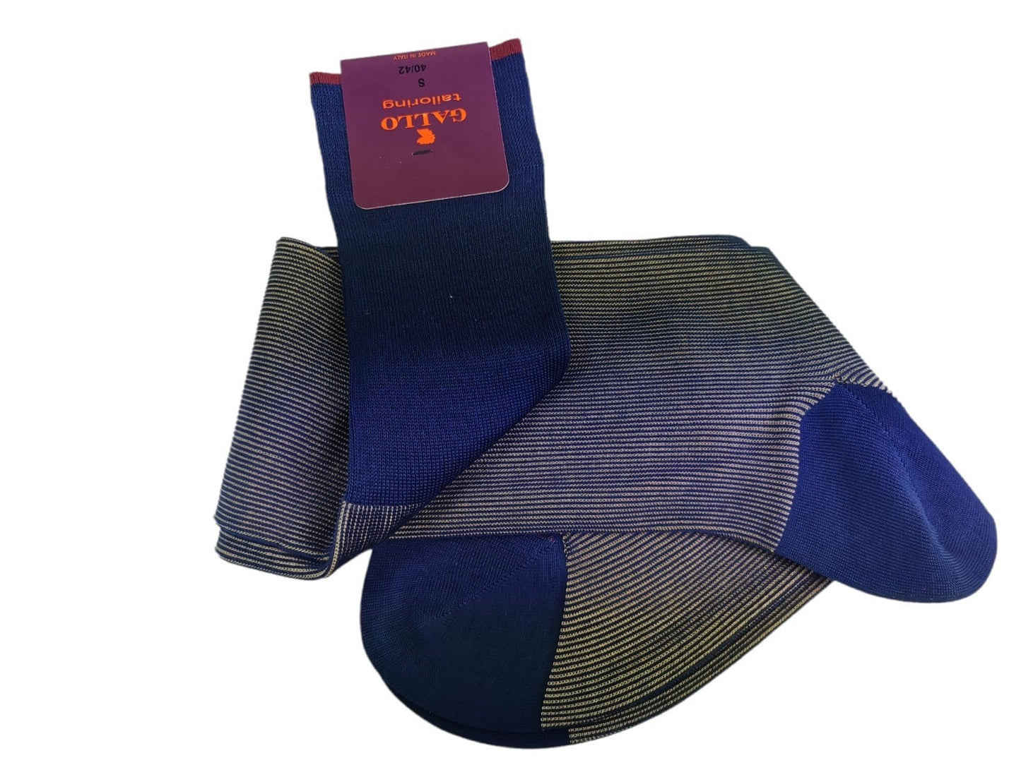 Calze lunghe uomo - Gallo - rigo - blu Royal/sabbia