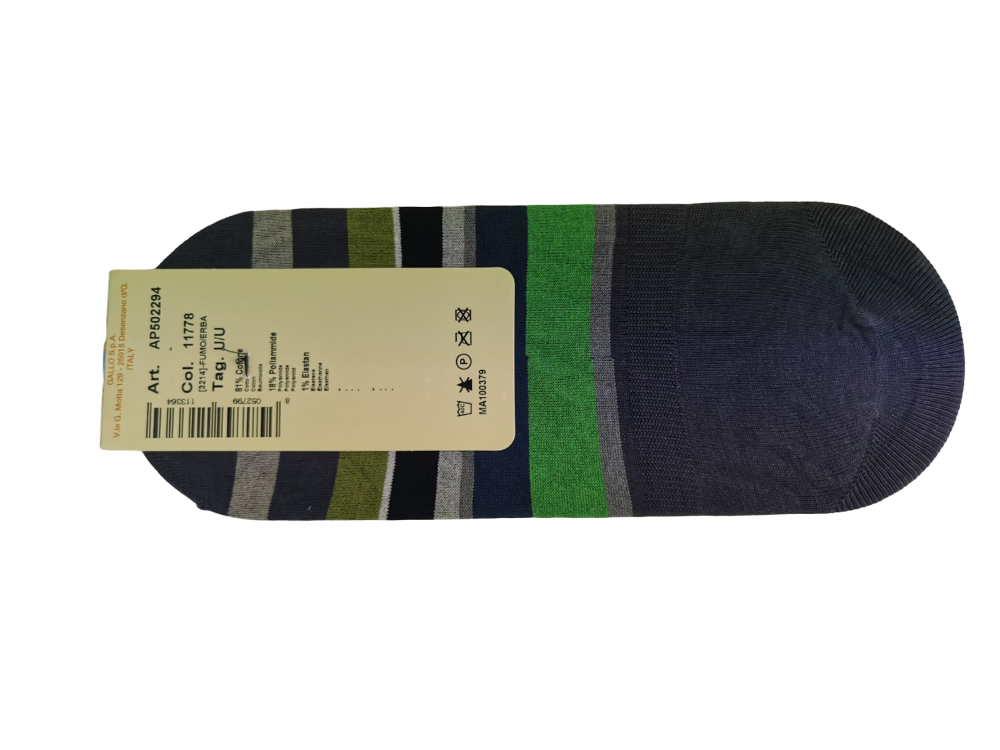 Calze solette uomo - Gallo - fantasia a strisce - multicolor Fumo/Erba