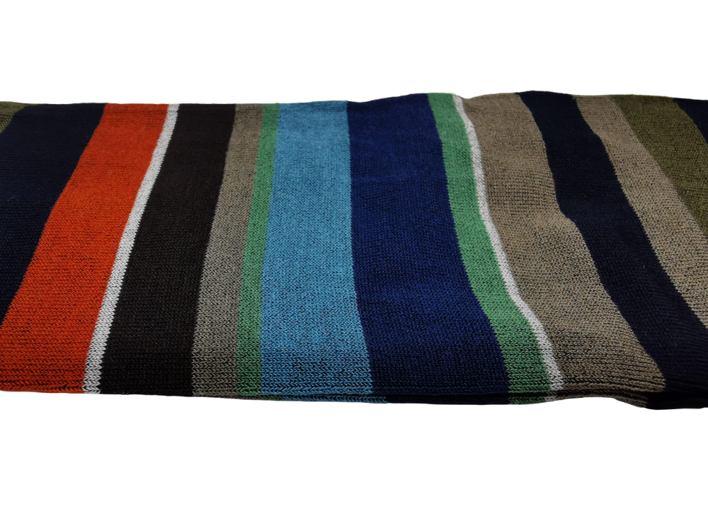 Calze Lunghe Uomo Gallo - Oltremare Strisce Multicolor - Cotone Superleggero