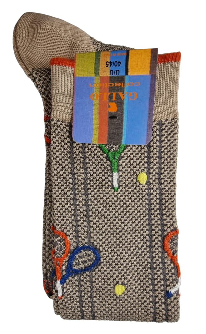 Gallo men's long socks - racket pattern - sand color