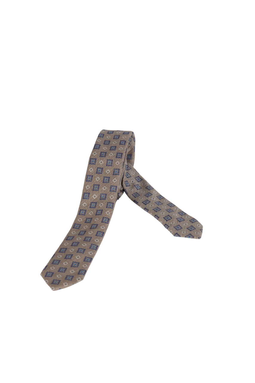 Cravatta uomo Cantarelli - Stretta 5 cm - fantasia fondo beige