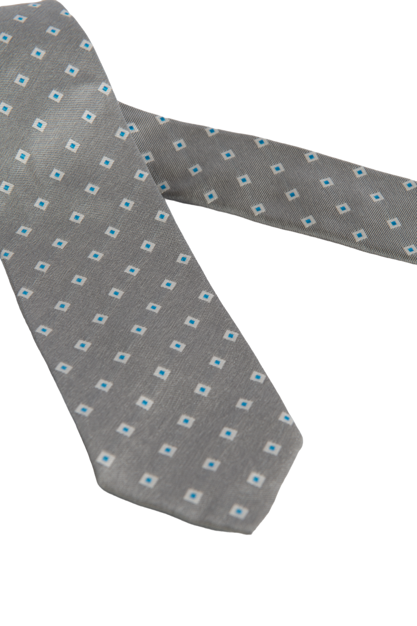Cravatta uomo Barba - fantasia quadri fondo grigio