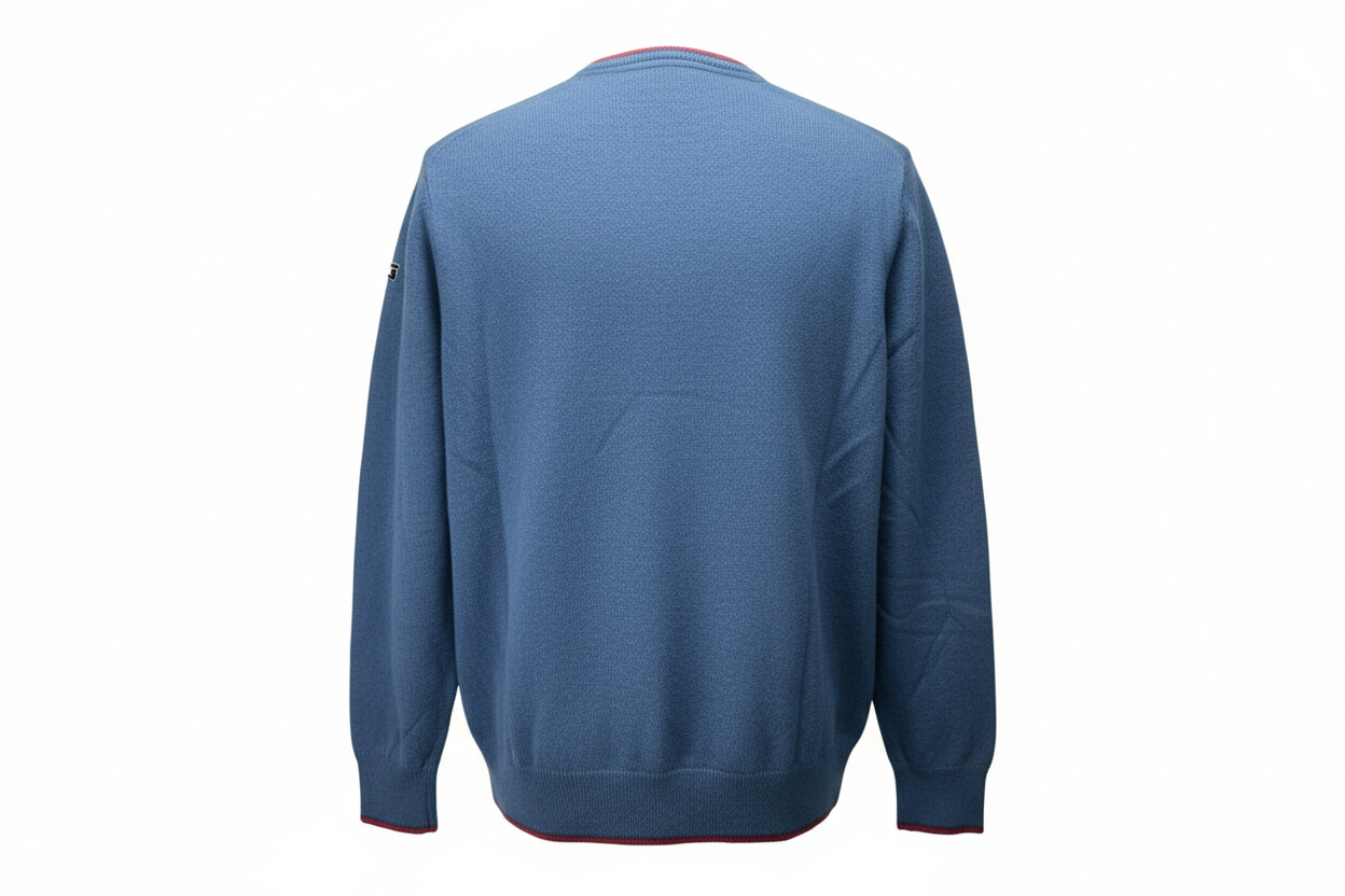 Maglia uomo Johnny Lambs - Scollo a V Lana lambswool Colore Blu