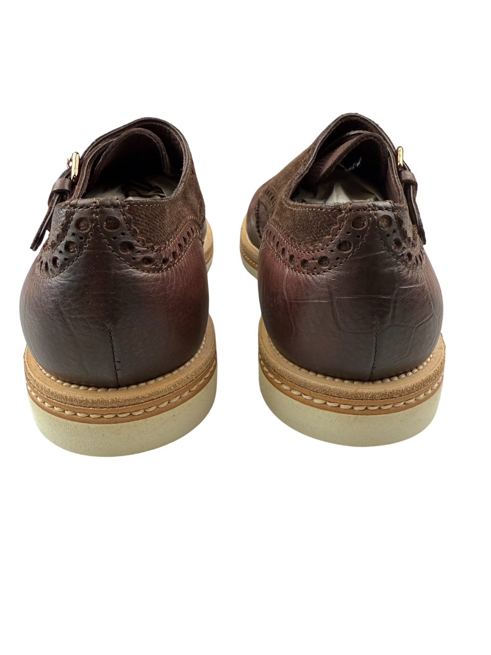 Scarpe Uomo Santoni - Doppia fibbia Brogue Pelle/scamosciata colore testa di moro