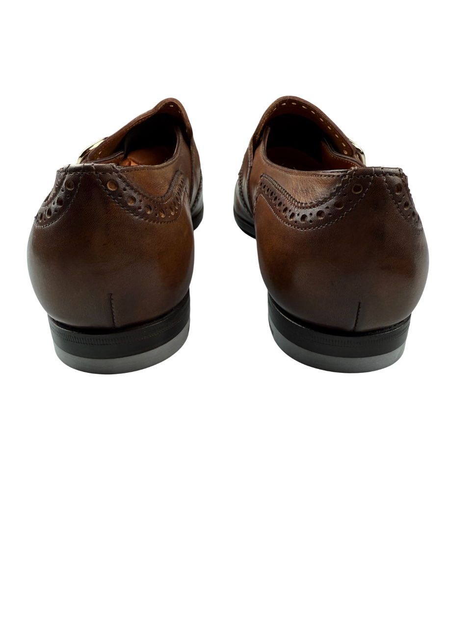 Scarpa Uomo Santoni - Mocassino Monk Strap Brogue pelle marrone