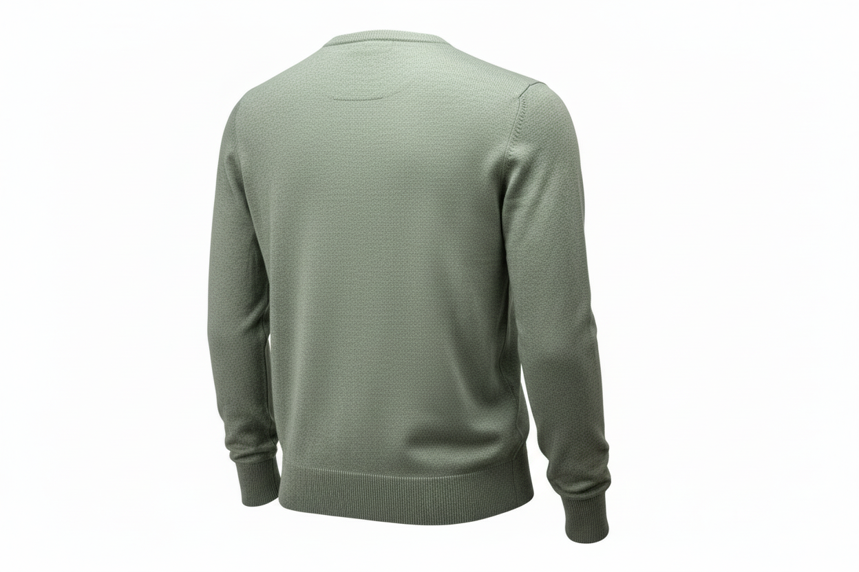 Maglia uomo Gran Sasso scollo a V grigio toppe in contrasto - vista posteriore - Made in Italy