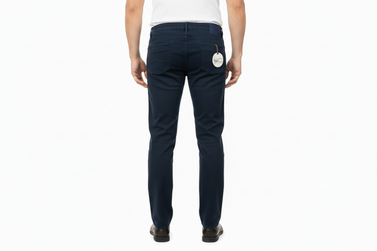 Pantalone Jacob Cohen 622 cotone blu scuro - dettaglio tessuto - Made in Italy
