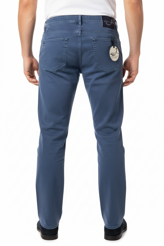 Pantalone Jacob Cohen PW622 Vintage cotone blu scuro slim fit - vista posteriore - Made in Italy