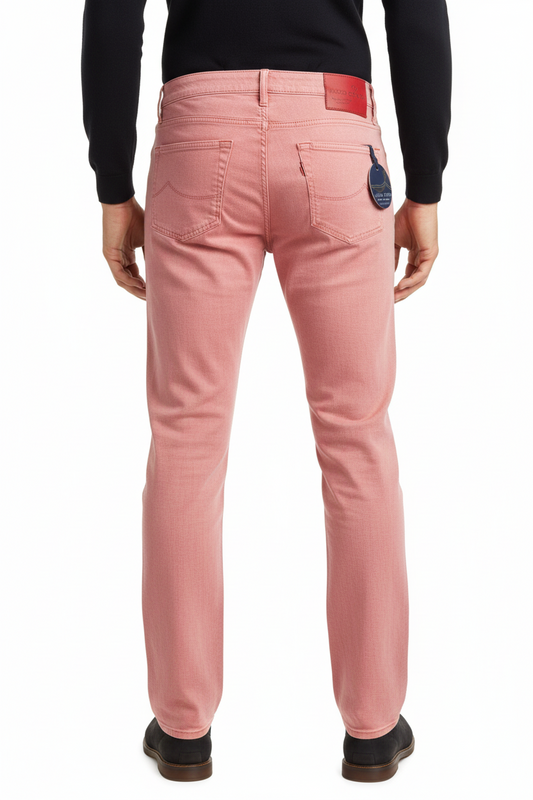 Pantalone Jacob Cohen PW688 cotone aragosta slim fit - dettaglio frontale - Made in Italy