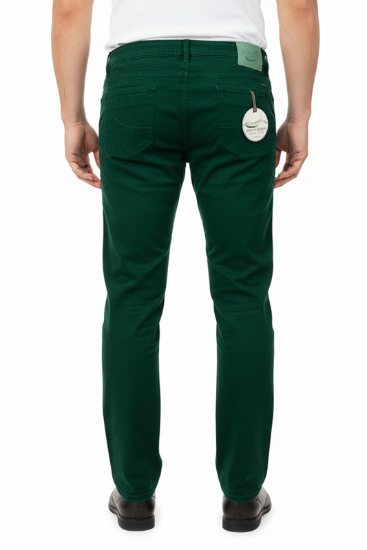 Pantalone Jacob Cohen cotone verde smeraldo slim fit - vista posteriore - Made in Italy