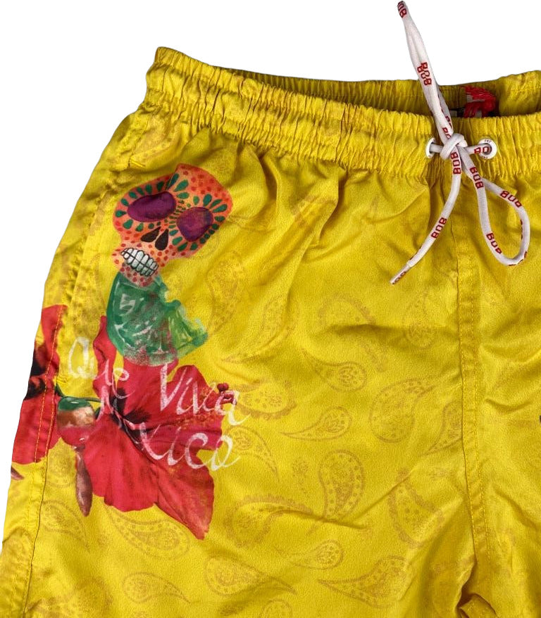 BoB Company men's swim trunks - patterned - yellow color
