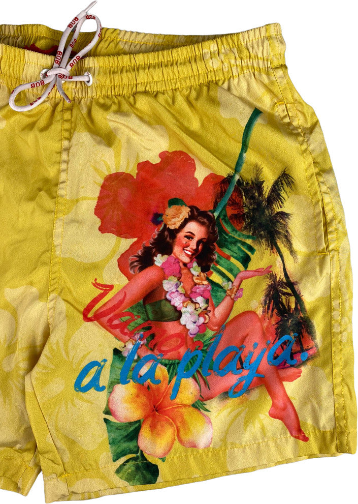 Boxer mare Uomo BoB Company - fantasia Hawaii - colore giallo