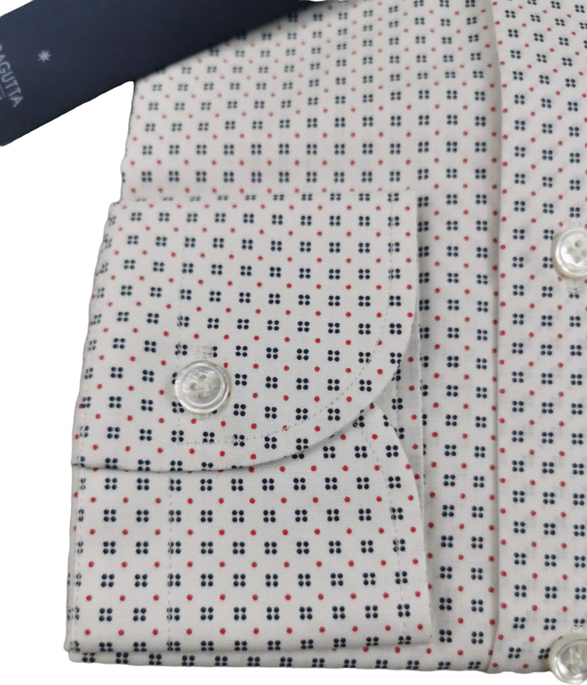 Camicia uomo Bagutta - Fantasia Collo francese Colore bianco