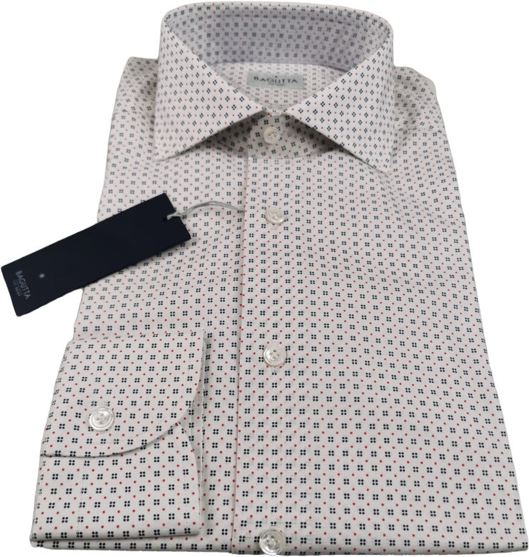 Camicia uomo Bagutta - Fantasia - Collo francese - Colore bianco