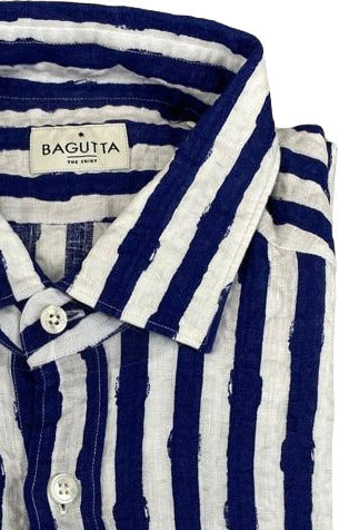 Camicia uomo Bagutta - Fantasia Righe - Colore bianco/blu