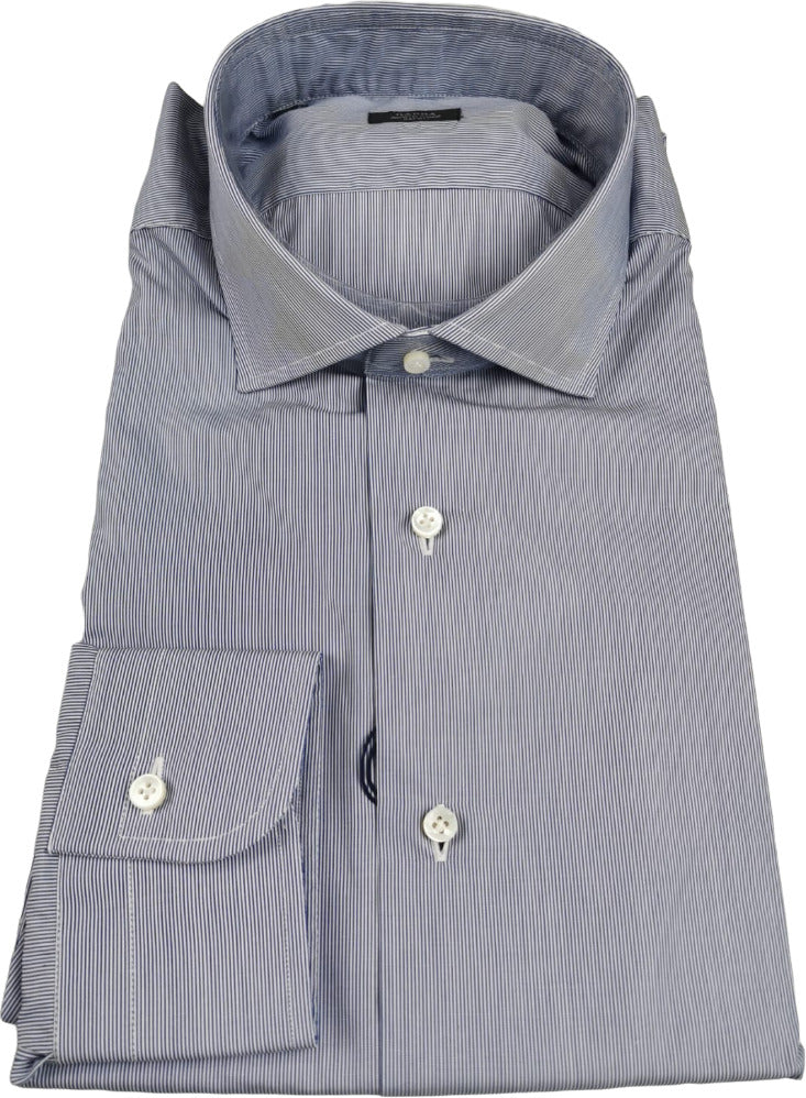 Camicia uomo Barba - Fantasia millerighe - Collo francese - Colore bianco/denim