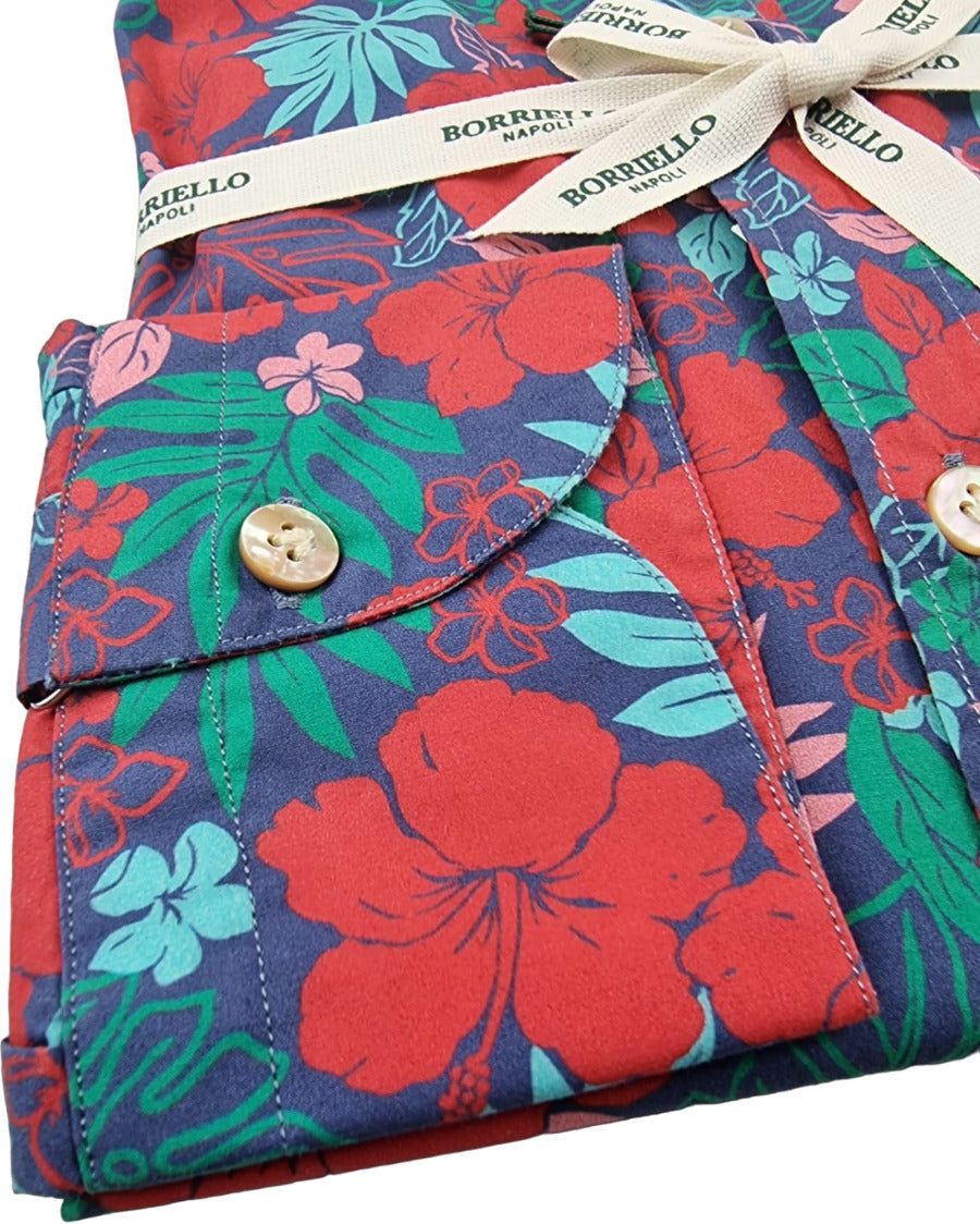 Borriello Men's Shirt - Flowers - Korean