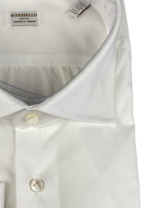 Camicia uomo Borriello - Polso gemelli - Tinta unita bianco