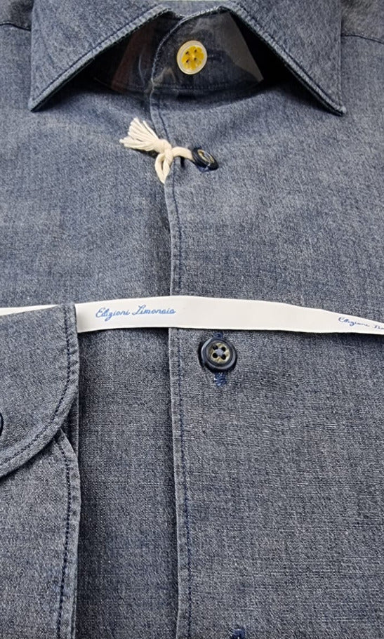Edizioni Limonaia men's shirt - solid color - indigo