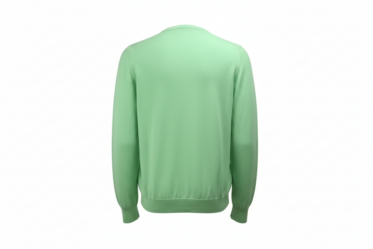 Maglia uomo Diktat girocollo in colore menta, vestibilità comoda, abbigliamento moda uomo, dettaglio tessuto e stile.