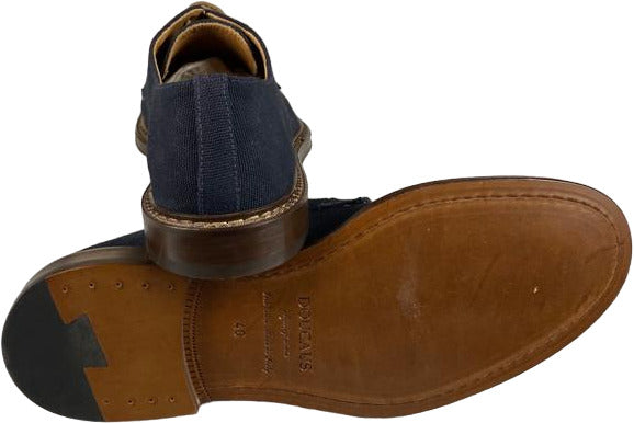 Scarpa uomo Doucal's Derby stringata in tessuto blu, scarpe basse eleganti e comode per look casual e formali