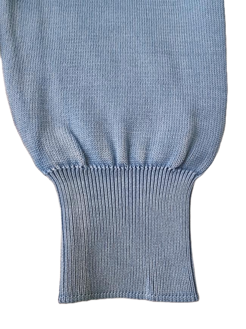 Maglia uomo fedeli girocollo cotone azzurro particolare polsino e tessuto