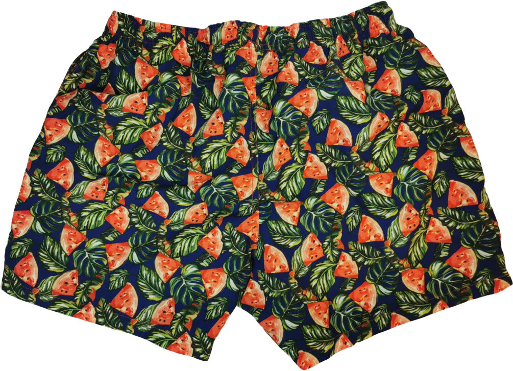 Boxer mare uomo Gallo con fantasia anguria blu, verde e rosso, realizzato in Italia, ideale per sport acquatici e tempo libero