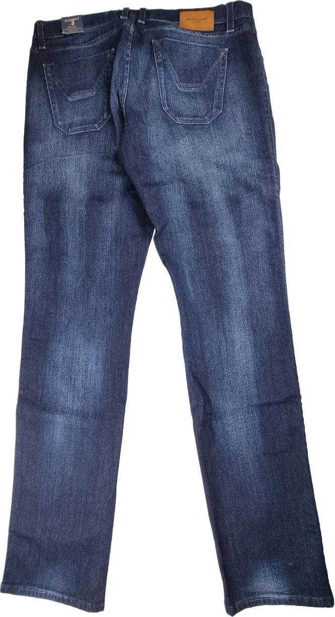 Jeckerson men's jeans - 5-pocket denim with blue Alcantara patches