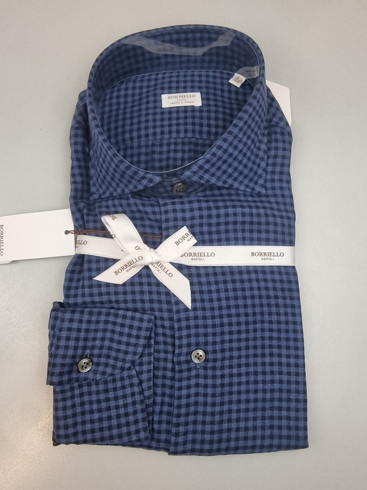 Camicia uomo Borriello blu microquadri blu scuro