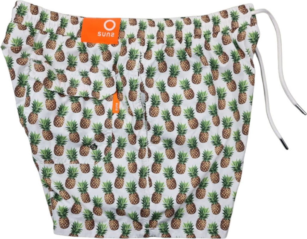 Boxer mare uomo Suns con fantasia ananas, pantaloncini corti leggeri per la spiaggia e piscina, stile casual e estivo.