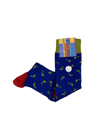 Calze Lunghe Uomo - Gallo - Fantasia delfini - blu/verde/rosso