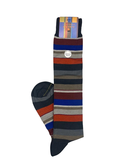 Calze Lunghe Uomo Gallo Righe Multicolor - Cotone 77% Superleggero Eleganti
