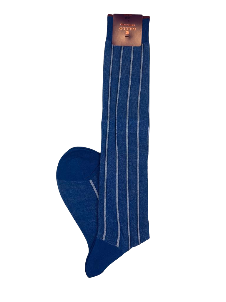 Calze lunghe uomo - Gallo - blu righine bianche