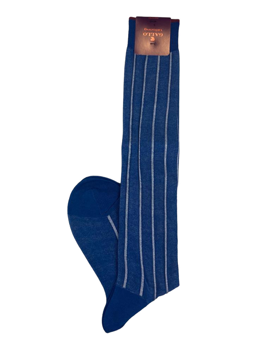 Calze lunghe uomo - Gallo - blu righine bianche
