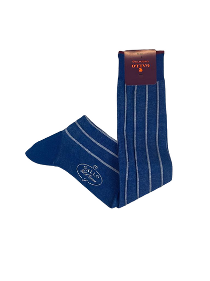 Calze lunghe uomo - Gallo - blu righine bianche