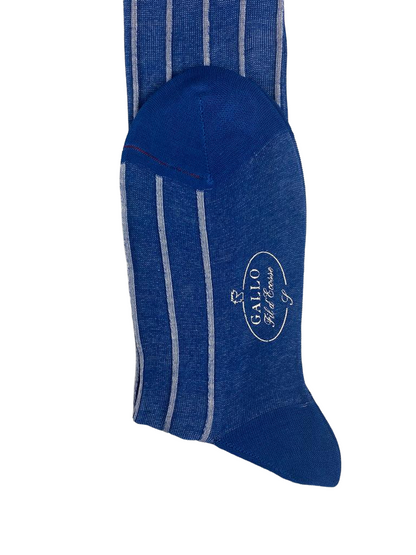 Calze lunghe uomo - Gallo - blu righine bianche