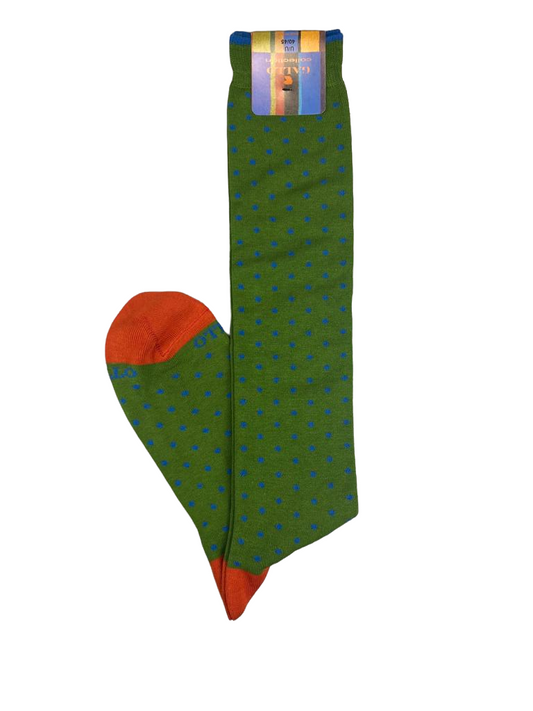 Calze lunghe uomo Gallo - Fantasia pois - verde/arancione/azzurro