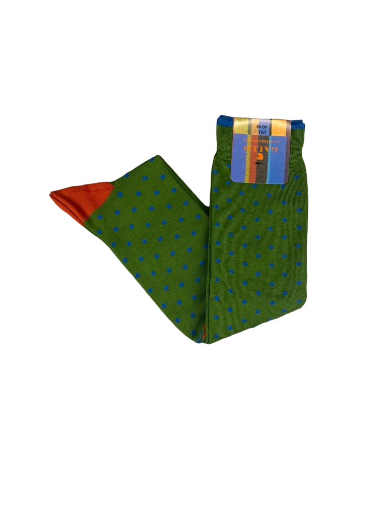 Calze lunghe uomo Gallo - Fantasia pois - verde/arancione/azzurro