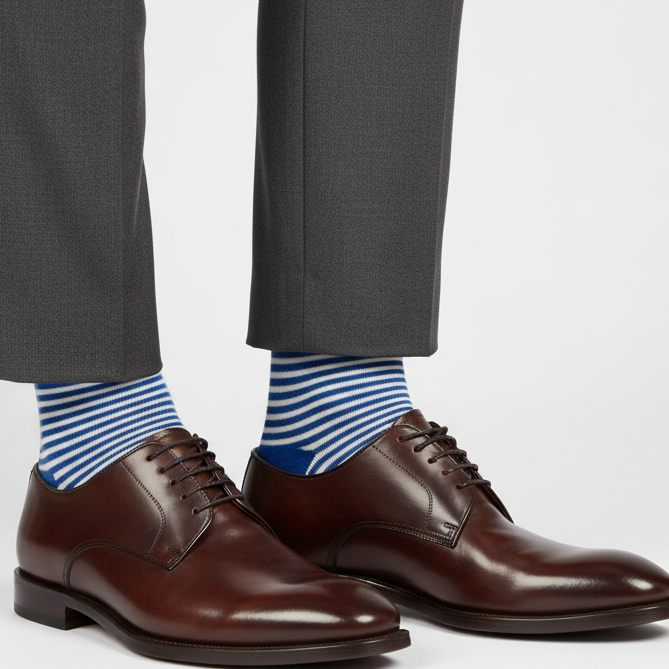 Calze lunghe Uomo - Gallo - righe bicolore azzurro/bianco