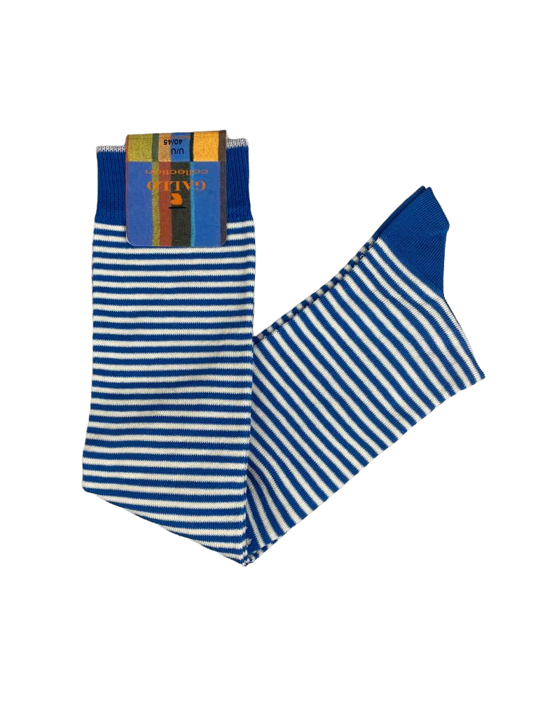 Calze lunghe Uomo - Gallo - righe bicolore azzurro/bianco