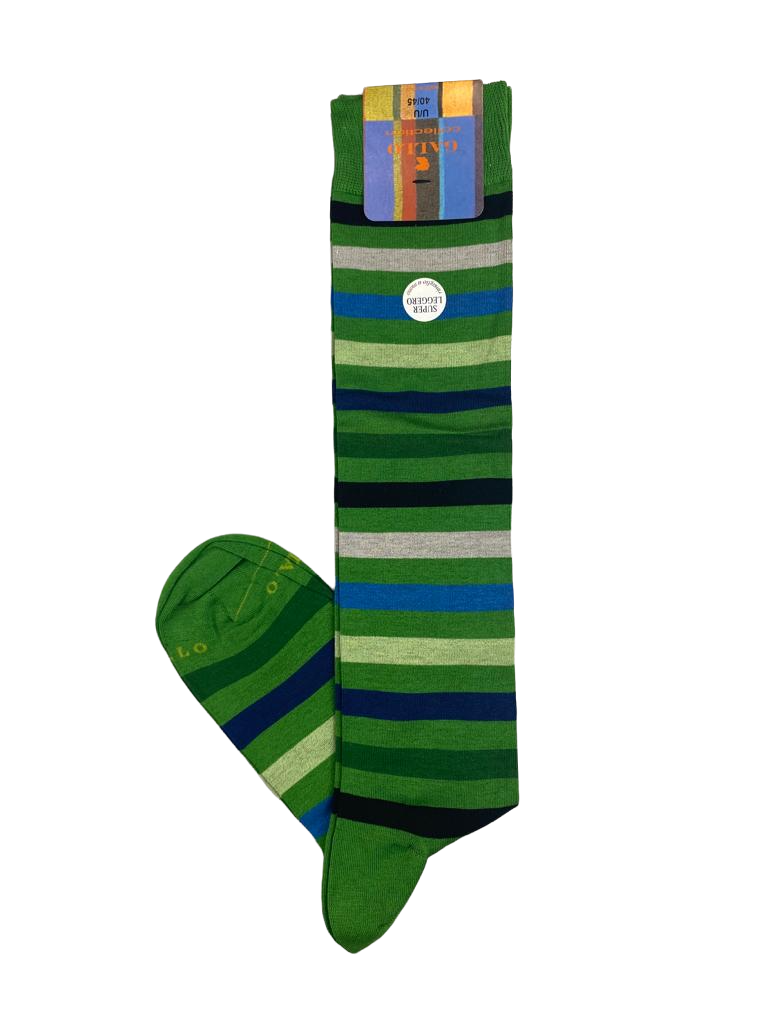 Men's Long Socks - Rooster - Striped Pattern - Multicolor