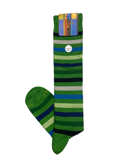 Men's Long Socks - Rooster - Striped Pattern - Multicolor