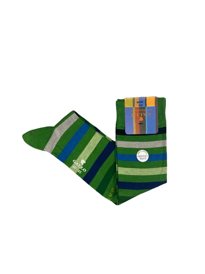 Men's Long Socks - Rooster - Striped Pattern - Multicolor