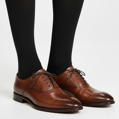 Men's Long Socks - Rooster - Solid Color Black