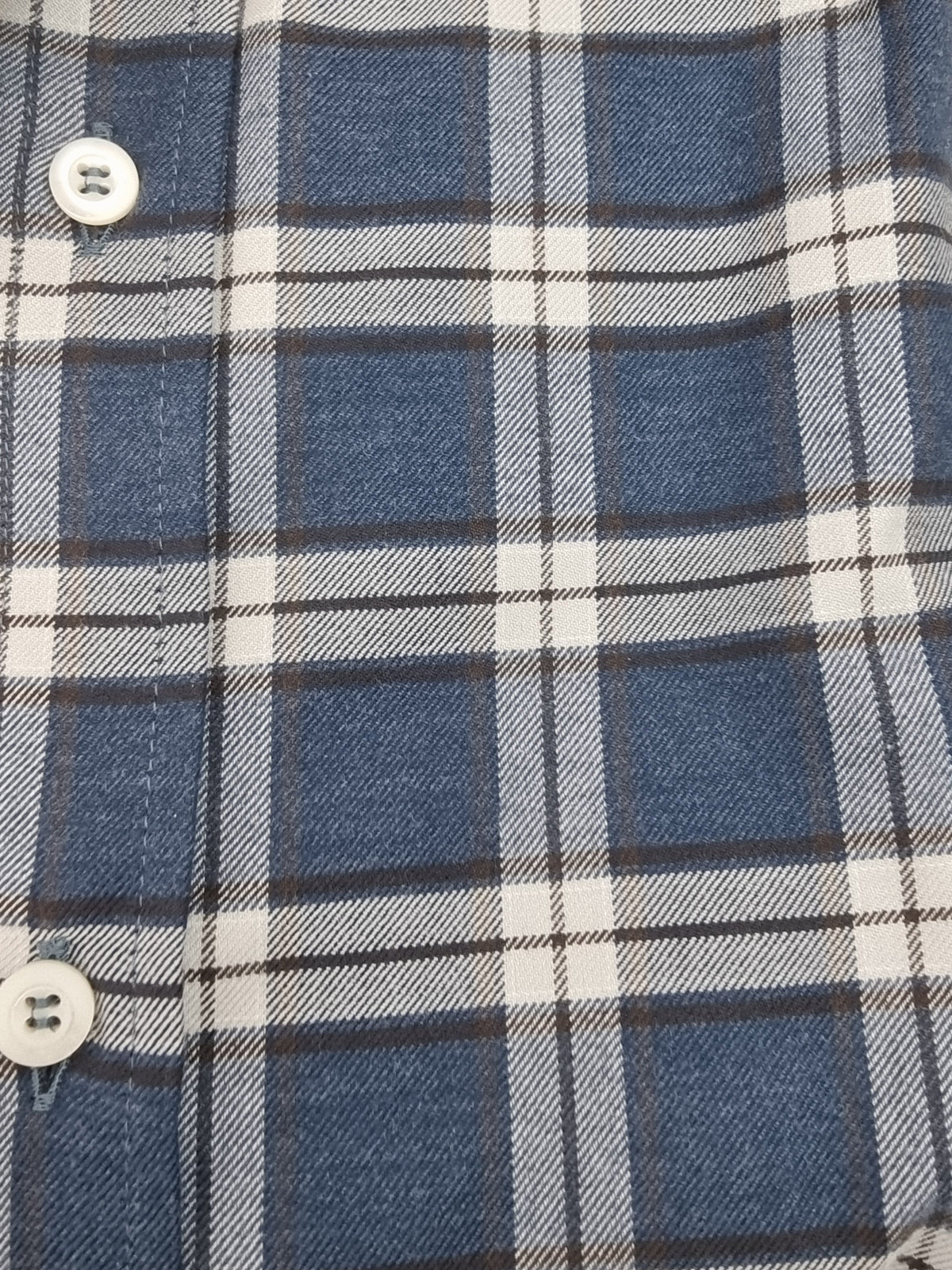 Camicia uomo Brunello Cucinelli a quadri denim e bianco