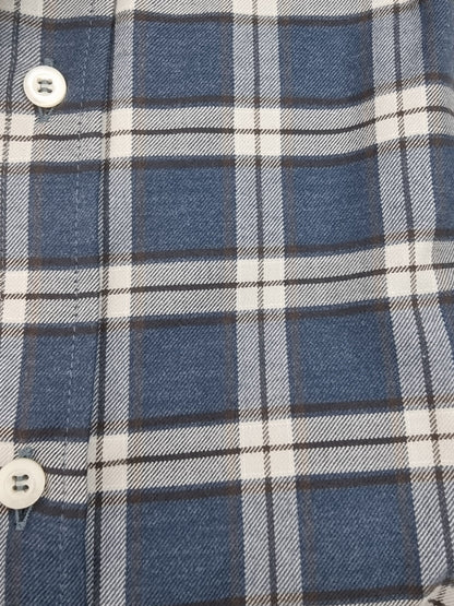 Camicia uomo Brunello Cucinelli a quadri denim e bianco