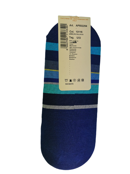 Men's insole socks - Gallo - multicolor striped pattern Royal/Avio