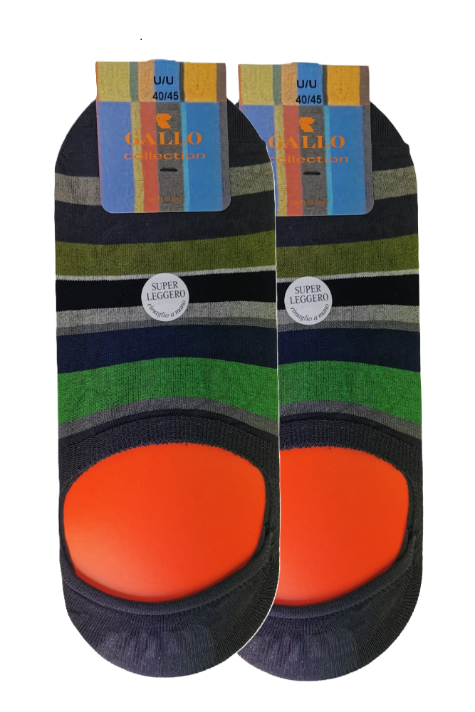 Men's Insole Socks - Rooster - Striped Pattern - Multicolor Smoke/Grass
